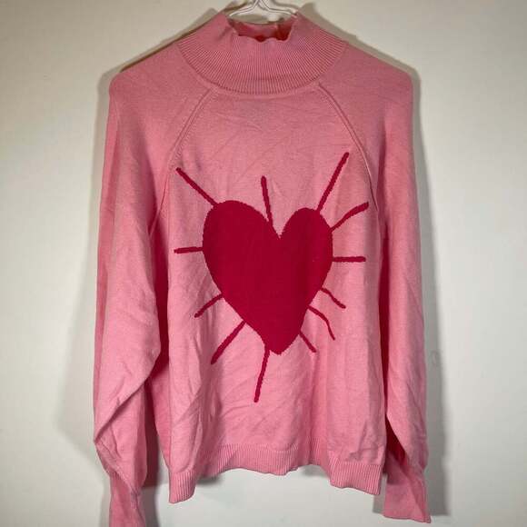 Kerri Rosenthal Sweaters - NWT XOKR Kerri Rosenthal Radiant Heart Sweater S Pink Heart Cropped Boxy